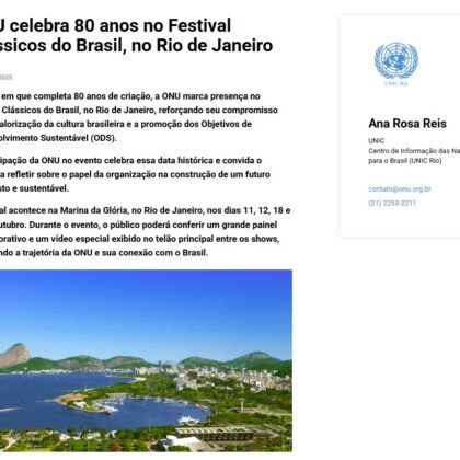 ONU PARA FESTIVAL CLÁSSICOS DO BRASIL